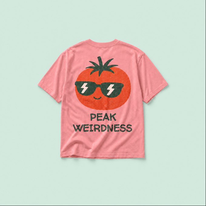 Peak Weirdness tee in pink